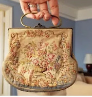 made in france  Antique genuine petite point needlepoint evening bag - made in Austria